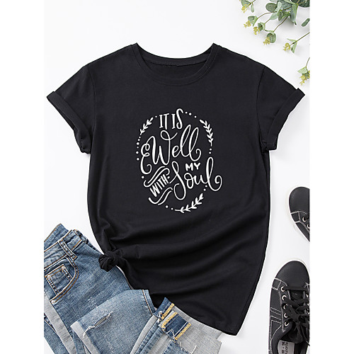 Women's T shirt Graphic Text Graphic Prints Print Round Neck Basic Tops 100% Cotton Black Purple Red
Women's T shirt Graphic Text Graphic Prints Print Round Neck Basic Tops 100% Cotton Black Purple Red