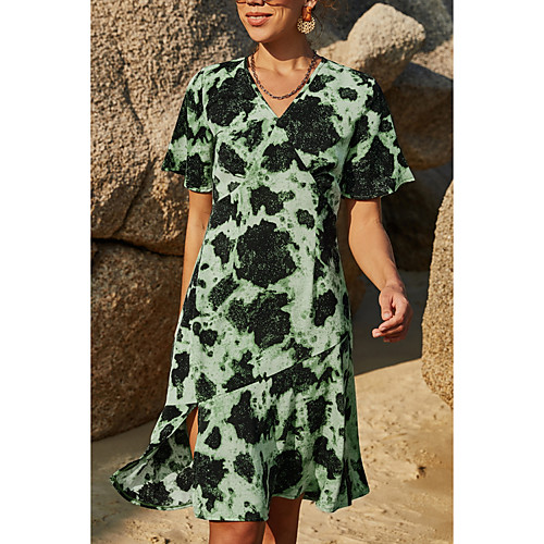 Women's A Line Dress Knee Length Dress Green Short Sleeve Print Patchwork Print Spring Summer V Neck Casual 2021 S M L XL
Women's A Line Dress Knee Length Dress Green Short Sleeve Print Patchwork Print Spring Summer V Neck Casual 2021 S M L XL