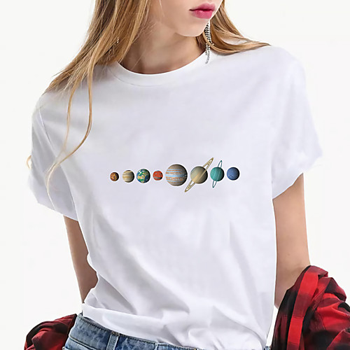 Women's T shirt Galaxy Graphic Print Round Neck Tops 100% Cotton Basic Basic Top White Gray
Women's T shirt Galaxy Graphic Print Round Neck Tops 100% Cotton Basic Basic Top White Gray