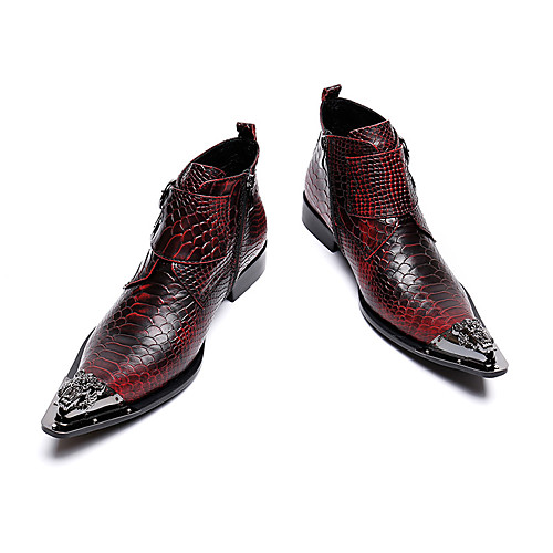 Men's Boots Retro Bootie Combat Boots Business Vintage British Daily Party & Evening Leather Breathable Non-slipping Wear Proof Booties / Ankle Boots Burgundy Color Block Fall Spring
Men's Boots Retro Bootie Combat Boots Business Vintage British Daily Party & Evening Leather Breathable Non-slipping Wear Proof Booties / Ankle Boots Burgundy Color Block Fall Spring