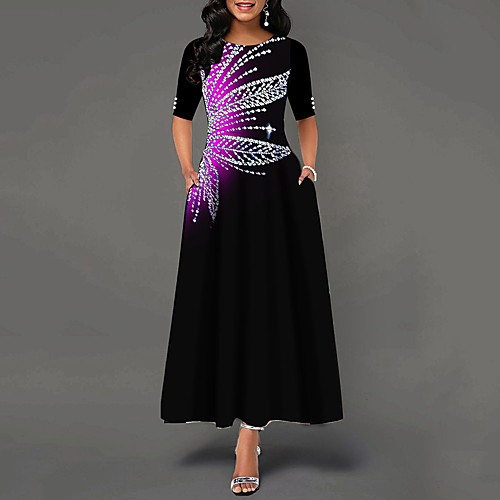 Women's A Line Dress Maxi long Dress Purple Half Sleeve Print Spring Summer Round Neck Elegant Party 2021 S M L XL XXL
Women's A Line Dress Maxi long Dress Purple Half Sleeve Print Spring Summer Round Neck Elegant Party 2021 S M L XL XXL