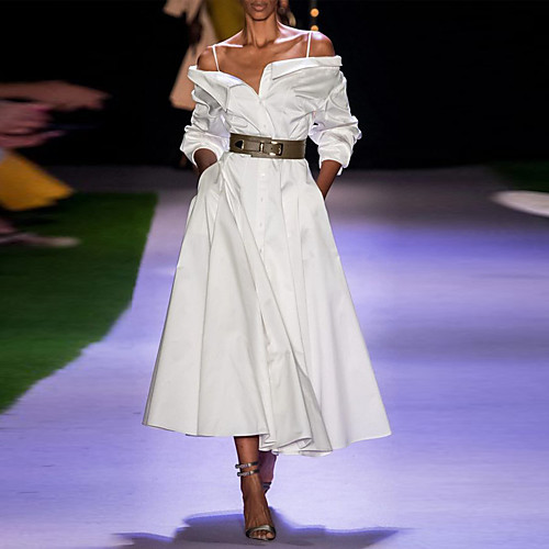 Women's Swing Dress Maxi long Dress Long Sleeve Solid Color Spring Summer One Shoulder Casual / Daily Belt Not Included 2021 S M L XL
Women's Swing Dress Maxi long Dress Long Sleeve Solid Color Spring Summer One Shoulder Casual / Daily Belt Not Included 2021 S M L XL