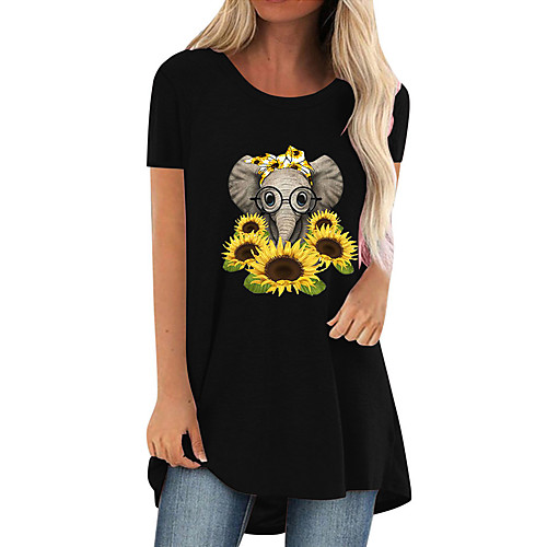 amazon 2021 summer hot sale baby elephant sunflower print casual large size mid-length round neck short-sleeved t-shirt women
amazon 2021 summer hot sale baby elephant sunflower print casual large size mid-length round neck short-sleeved t-shirt women