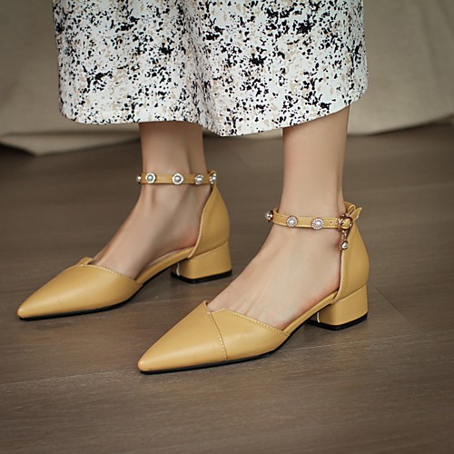 Women's Heels Cuban Heel Pointed Toe Faux Leather Solid Colored Almond Black Yellow
Women's Heels Cuban Heel Pointed Toe Faux Leather Solid Colored Almond Black Yellow