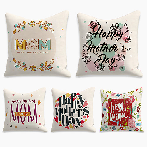 Double Side Mother's Day 5PC Faux Linen Soft Decorative Square Pillowcase for Sofa Bedroom 45 x 45 cm (18 x 18 Inch) Superior Quality for Patio Garden Farmhouse Bench Couch
Double Side Mother's Day 5PC Faux Linen Soft Decorative Square Pillowcase for Sofa Bedroom 45 x 45 cm (18 x 18 Inch) Superior Quality for Patio Garden Farmhouse Bench Couch
