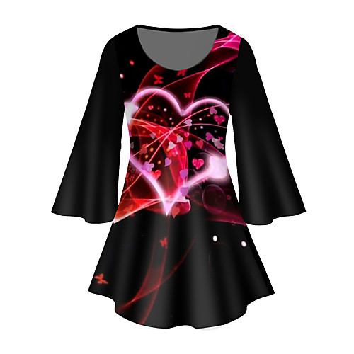 Women's Plus Size Tops Tunic Graphic Heart Print 3/4 Length Sleeve Crewneck Basic Black Big Size XL XXL 3XL 4XL 5XL / Holiday
Women's Plus Size Tops Tunic Graphic Heart Print 3/4 Length Sleeve Crewneck Basic Black Big Size XL XXL 3XL 4XL 5XL / Holiday