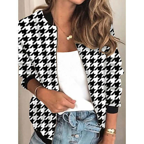 Women's Jacket Daily Fall Spring Regular Coat Regular Fit Casual Jacket Long Sleeve Houndstooth Print Black
Women's Jacket Daily Fall Spring Regular Coat Regular Fit Casual Jacket Long Sleeve Houndstooth Print Black