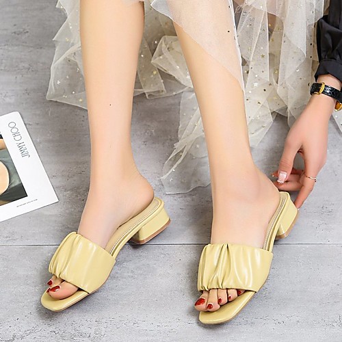 Women's Sandals Heeled Mules Block Heel Square Toe Rubber PU Light Yellow Black Beige
Women's Sandals Heeled Mules Block Heel Square Toe Rubber PU Light Yellow Black Beige