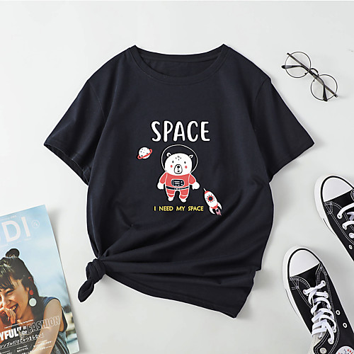 Women's T shirt Cartoon Animal Print Round Neck Tops Cotton Basic Basic Top Black Blue Red
Women's T shirt Cartoon Animal Print Round Neck Tops Cotton Basic Basic Top Black Blue Red
