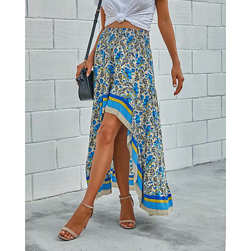 Women's Holiday Casual / Daily Vintage Boho Skirts Floral Graphic Ruffle Print Blue Red
Women's Holiday Casual / Daily Vintage Boho Skirts Floral Graphic Ruffle Print Blue Red