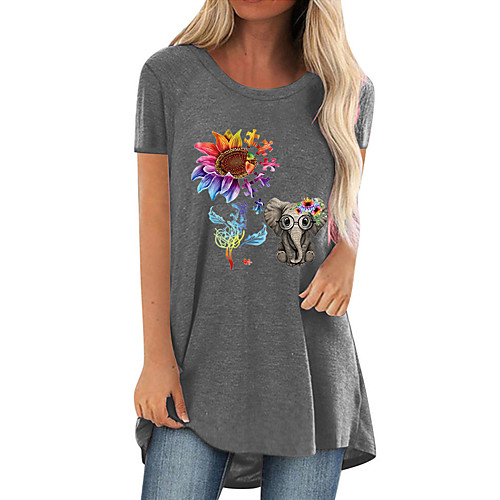 amazon 2021 summer hot sale sunflower elephant print casual large size long round neck short sleeve t-shirt women
amazon 2021 summer hot sale sunflower elephant print casual large size long round neck short sleeve t-shirt women