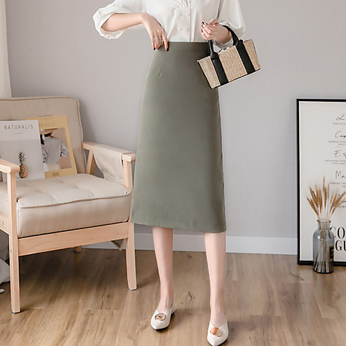 Women's Office / Career Ceremony Basic Streetwear Skirts Solid Colored Split Black Yellow Green 
Women's Office / Career Ceremony Basic Streetwear Skirts Solid Colored Split Black Yellow Green