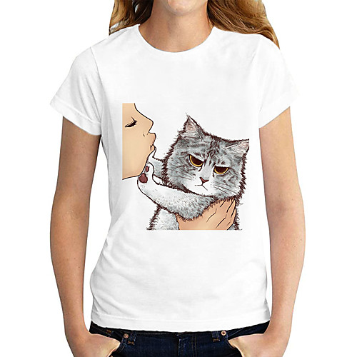Women's T shirt Cat Graphic Print Round Neck Tops Basic Basic Top White Black Dark Gray
Women's T shirt Cat Graphic Print Round Neck Tops Basic Basic Top White Black Dark Gray