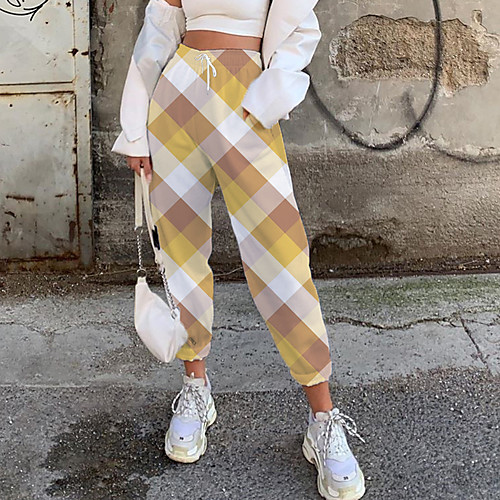 Women's Fashion Casual / Sporty Comfort Fitness Weekend Sweatpants Pants Plaid Checkered Full Length Pocket Elastic Drawstring Design Print Yellow
Women's Fashion Casual / Sporty Comfort Fitness Weekend Sweatpants Pants Plaid Checkered Full Length Pocket Elastic Drawstring Design Print Yellow