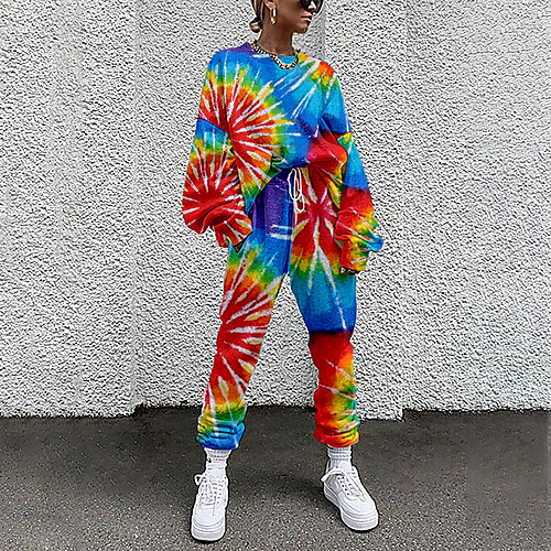 Women's Basic Streetwear Tie Dye Vacation Casual / Daily Two Piece Set Crew Neck Tracksuit T shirt Pant Loungewear Jogger Pants Drawstring Print Tops / Loose
Women's Basic Streetwear Tie Dye Vacation Casual / Daily Two Piece Set Crew Neck Tracksuit T shirt Pant Loungewear Jogger Pants Drawstring Print Tops / Loose