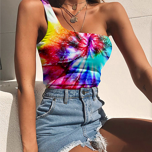Women's Crop Top Tank Top Vest Abstract Tie Dye Print One Shoulder Basic Streetwear Tops Blue Red Yellow
Women's Crop Top Tank Top Vest Abstract Tie Dye Print One Shoulder Basic Streetwear Tops Blue Red Yellow