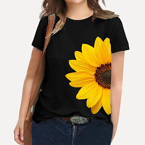 Women's Plus Size Tops T shirt Graphic Sunflower Print Short Sleeve Crewneck Basic Black Big Size XL XXL 3XL 4XL 5XL
Women's Plus Size Tops T shirt Graphic Sunflower Print Short Sleeve Crewneck Basic Black Big Size XL XXL 3XL 4XL 5XL