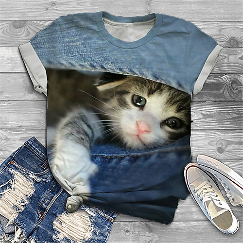 Women's Plus Size Tops T shirt Cat Graphic Animal Print Short Sleeve Crewneck Basic Blue Big Size XL XXL 3XL 4XL 5XL / Holiday
Women's Plus Size Tops T shirt Cat Graphic Animal Print Short Sleeve Crewneck Basic Blue Big Size XL XXL 3XL 4XL 5XL / Holiday
