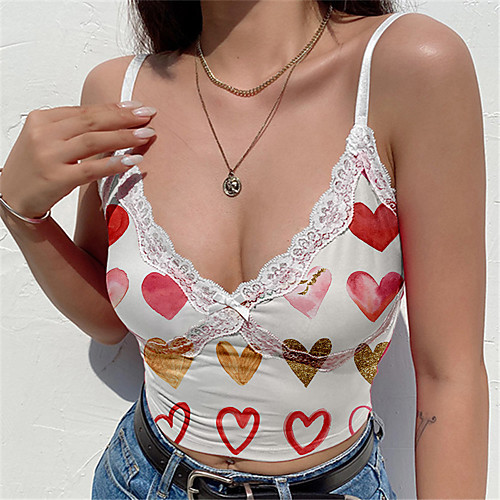 Women's Camisole Crop Top Tank Top Graphic Heart Lace Trims V Neck Basic Streetwear Tops White Black Blushing Pink
Women's Camisole Crop Top Tank Top Graphic Heart Lace Trims V Neck Basic Streetwear Tops White Black Blushing Pink
