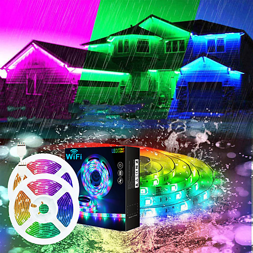 LED Strip Lights WIFI App Controlled Music Sync 2x7.5M 50ft Colour Changing RGB Strip Lights with 24-Key Remote Sensitive Built-in Mic 5050 RGB LED Light Kit DC12V
LED Strip Lights WIFI App Controlled Music Sync 2x7.5M 50ft Colour Changing RGB Strip Lights with 24-Key Remote Sensitive Built-in Mic 5050 RGB LED Light Kit DC12V