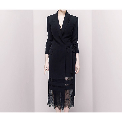 Sheath / Column Little Black Dress Vintage Homecoming Prom Dress V Neck 3/4 Length Sleeve Tea Length Spandex with Lace Insert 2021
Sheath / Column Little Black Dress Vintage Homecoming Prom Dress V Neck 3/4 Length Sleeve Tea Length Spandex with Lace Insert 2021