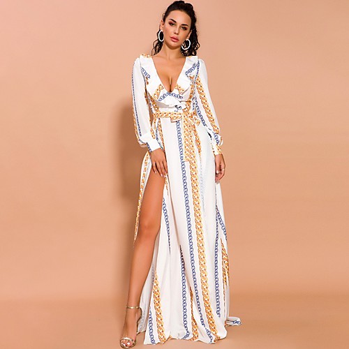 A-Line Sexy Boho Holiday Formal Evening Dress V Neck Long Sleeve Floor Length Chiffon with Split Pattern / Print 2021
A-Line Sexy Boho Holiday Formal Evening Dress V Neck Long Sleeve Floor Length Chiffon with Split Pattern / Print 2021