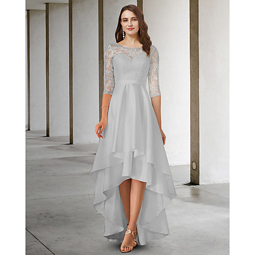 A-Line Mother of the Bride Dress Elegant Jewel Neck Asymmetrical Chiffon Lace Half Sleeve with Appliques Cascading Ruffles 2021
A-Line Mother of the Bride Dress Elegant Jewel Neck Asymmetrical Chiffon Lace Half Sleeve with Appliques Cascading Ruffles 2021