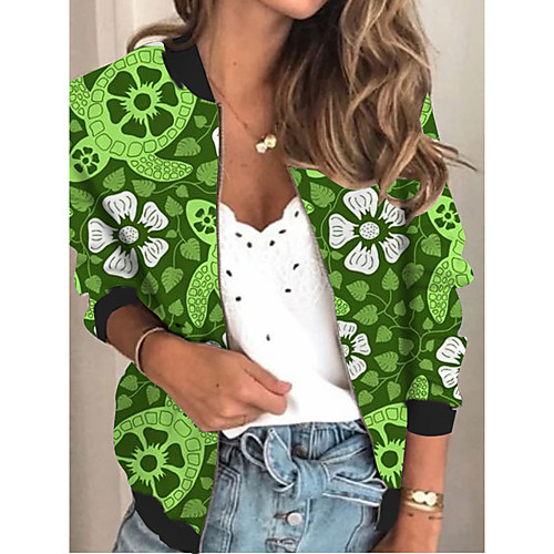 Women's Jacket Daily Fall Spring Regular Coat V Neck Regular Fit Sporty Casual Jacket Long Sleeve Floral Print Green / Holiday
Women's Jacket Daily Fall Spring Regular Coat V Neck Regular Fit Sporty Casual Jacket Long Sleeve Floral Print Green / Holiday