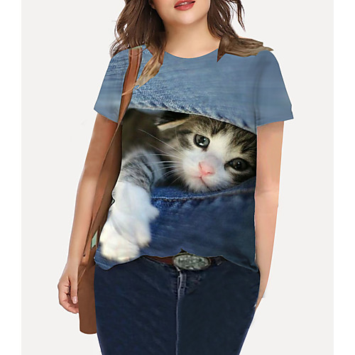 Women's Plus Size Tops T shirt Cat Graphic Animal Print Short Sleeve Crewneck Basic Blue Big Size XL XXL 3XL 4XL 5XL / Holiday / Going out
Women's Plus Size Tops T shirt Cat Graphic Animal Print Short Sleeve Crewneck Basic Blue Big Size XL XXL 3XL 4XL 5XL / Holiday / Going out