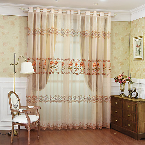Two Panel Pastoral Style High-end Embroidered Window Screen Living Room Bedroom Dining Room Children's Room Translucent Tulle 
Two Panel Pastoral Style High-end Embroidered Window Screen Living Room Bedroom Dining Room Children's Room Translucent Tulle