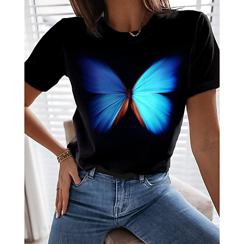 Women's Butterfly 3D Printed T shirt Graphic Butterfly Print Round Neck Basic Tops Black
Women's Butterfly 3D Printed T shirt Graphic Butterfly Print Round Neck Basic Tops Black