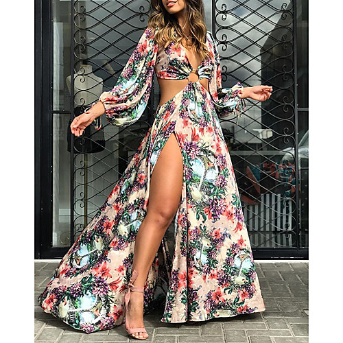 2021 spring and summer new products cross-border women's european and american printed long-sleeved hollow dress sexy open back slit long skirt
2021 spring and summer new products cross-border women's european and american printed long-sleeved hollow dress sexy open back slit long skirt