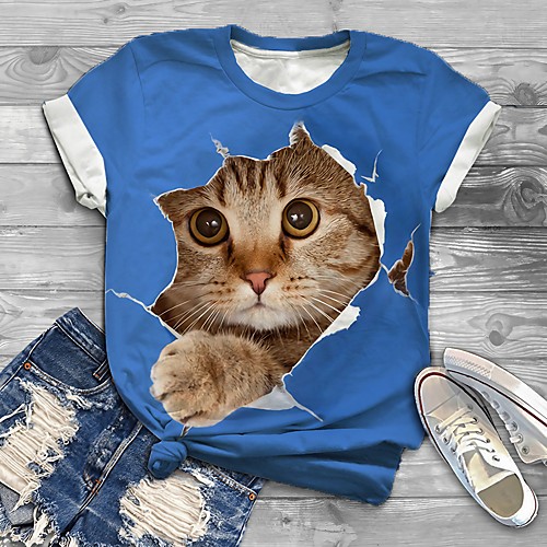 Women's Plus Size Tops T shirt Cat Graphic 3D Print Short Sleeve Crewneck Basic Blue Big Size XL XXL 3XL 4XL 5XL / Holiday
Women's Plus Size Tops T shirt Cat Graphic 3D Print Short Sleeve Crewneck Basic Blue Big Size XL XXL 3XL 4XL 5XL / Holiday