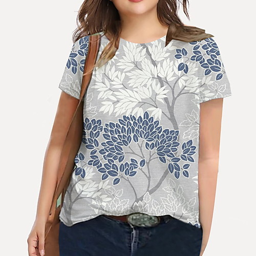 Women's Plus Size Tops T shirt Graphic Leaf Print Short Sleeve Crewneck Basic Gray Big Size XL XXL 3XL 4XL 5XL
Women's Plus Size Tops T shirt Graphic Leaf Print Short Sleeve Crewneck Basic Gray Big Size XL XXL 3XL 4XL 5XL