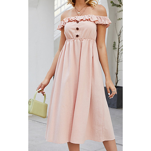 Women's A Line Dress Midi Dress Blushing Pink Short Sleeve Solid Color Ruffle Patchwork Fall Summer Off Shoulder Elegant Casual 2021 S M L XL / Cotton / Cotton
Women's A Line Dress Midi Dress Blushing Pink Short Sleeve Solid Color Ruffle Patchwork Fall Summer Off Shoulder Elegant Casual 2021 S M L XL / Cotton / Cotton