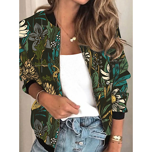 Women's Jacket Daily Fall Spring Regular Coat Regular Fit Casual Jacket Long Sleeve Plants Print Green
Women's Jacket Daily Fall Spring Regular Coat Regular Fit Casual Jacket Long Sleeve Plants Print Green