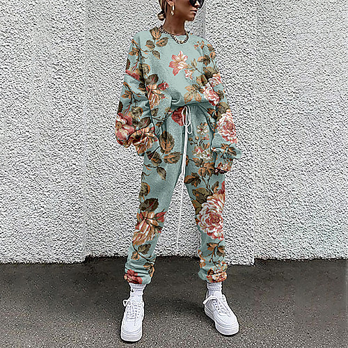 Women's Basic Streetwear Floral Vacation Casual / Daily Two Piece Set Tracksuit T shirt Pant Loungewear Jogger Pants Drawstring Print Tops
Women's Basic Streetwear Floral Vacation Casual / Daily Two Piece Set Tracksuit T shirt Pant Loungewear Jogger Pants Drawstring Print Tops