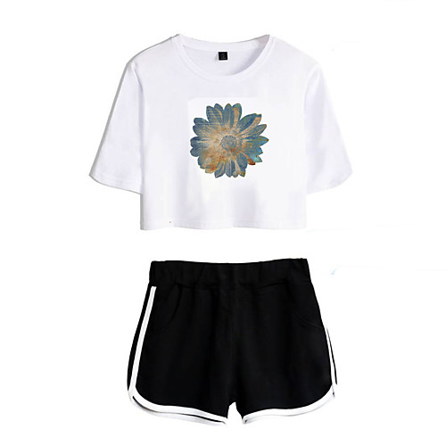Women's Basic Streetwear Floral Vacation Casual / Daily Two Piece Set Crop Top Tracksuit T shirt Loungewear Shorts Print Tops
Women's Basic Streetwear Floral Vacation Casual / Daily Two Piece Set Crop Top Tracksuit T shirt Loungewear Shorts Print Tops