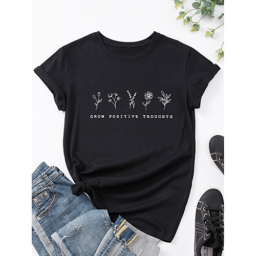 Women's T shirt Graphic Text Graphic Prints Print Round Neck Basic Tops 100% Cotton White Black Red
Women's T shirt Graphic Text Graphic Prints Print Round Neck Basic Tops 100% Cotton White Black Red
