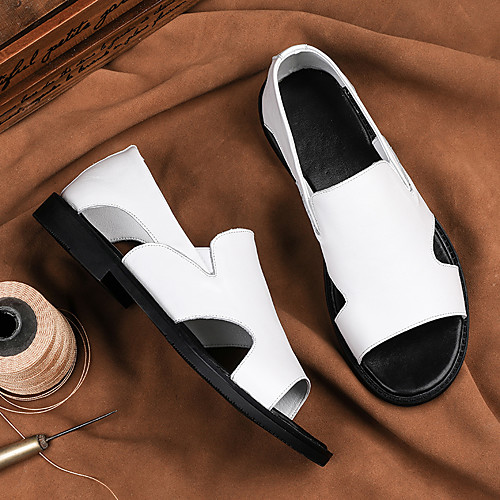 Men's Sandals Leather Shoes Flat Sandals Casual Vintage Classic Daily Outdoor Nappa Leather Cowhide Breathable Non-slipping Wear Proof Booties / Ankle Boots White Black Spring Summer
Men's Sandals Leather Shoes Flat Sandals Casual Vintage Classic Daily Outdoor Nappa Leather Cowhide Breathable Non-slipping Wear Proof Booties / Ankle Boots White Black Spring Summer