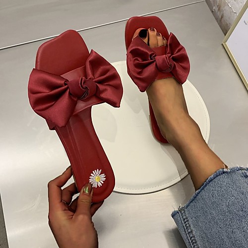 Women's Slippers & Flip-Flops Flat Heel Square Toe Satin Bowknot Solid Colored Black Red Beige
Women's Slippers & Flip-Flops Flat Heel Square Toe Satin Bowknot Solid Colored Black Red Beige