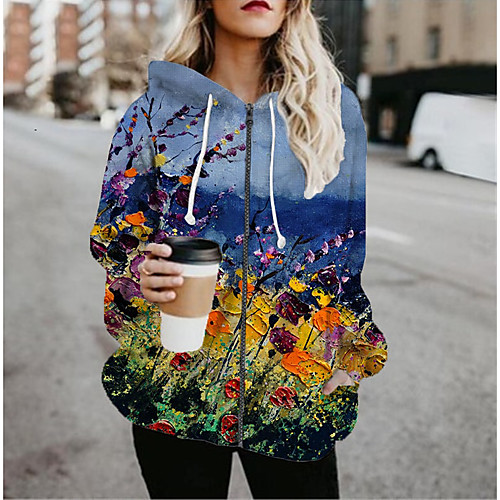 Women's Jacket Daily Fall Spring Regular Coat Regular Fit Casual Jacket Long Sleeve Floral Print Blue / Holiday
Women's Jacket Daily Fall Spring Regular Coat Regular Fit Casual Jacket Long Sleeve Floral Print Blue / Holiday