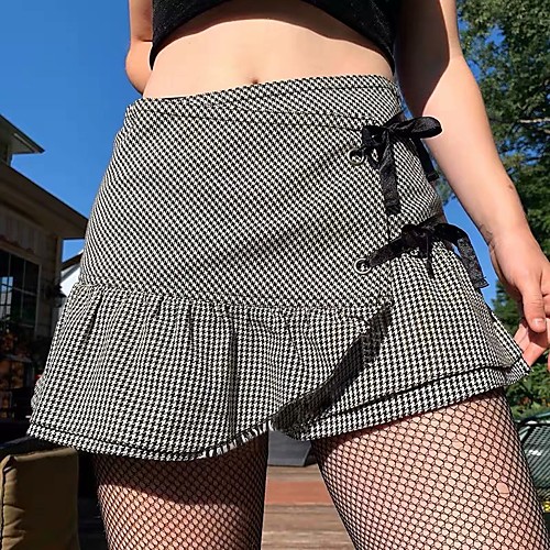Women's Vacation Birthday Party Vintage Preppy Skirts Houndstooth Ruffle Bow Print Black
Women's Vacation Birthday Party Vintage Preppy Skirts Houndstooth Ruffle Bow Print Black