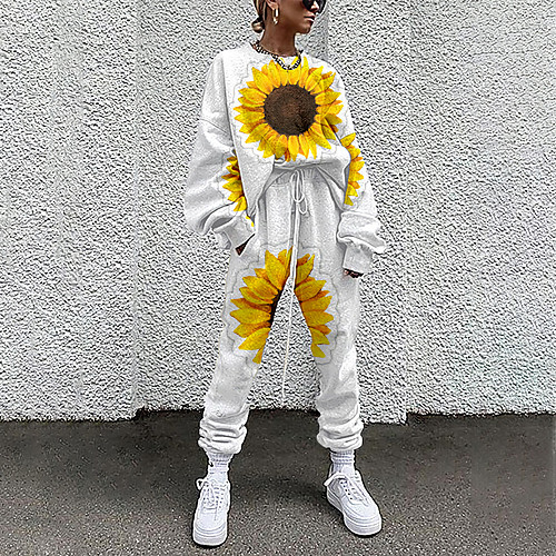 Women's Basic Streetwear Floral Sunflower Vacation Casual / Daily Two Piece Set Tracksuit T shirt Pant Loungewear Jogger Pants Drawstring Print Tops
Women's Basic Streetwear Floral Sunflower Vacation Casual / Daily Two Piece Set Tracksuit T shirt Pant Loungewear Jogger Pants Drawstring Print Tops