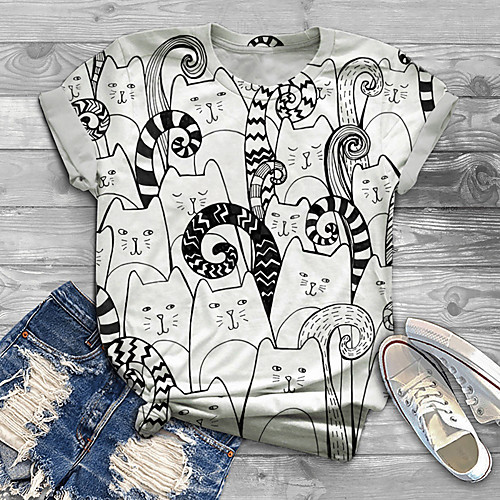 Women's Plus Size Tops T shirt Cat Graphic Animal Print Short Sleeve Crewneck Basic White Big Size XL XXL 3XL 4XL 5XL / Holiday
Women's Plus Size Tops T shirt Cat Graphic Animal Print Short Sleeve Crewneck Basic White Big Size XL XXL 3XL 4XL 5XL / Holiday