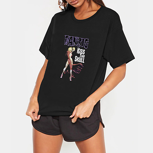 Women's T shirt Graphic Portrait Letter Print Round Neck Tops 100% Cotton Basic Basic Top Black
Women's T shirt Graphic Portrait Letter Print Round Neck Tops 100% Cotton Basic Basic Top Black
