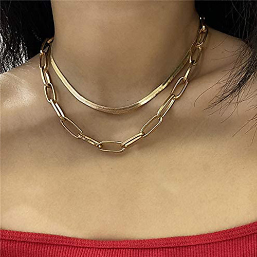 double-layer flat snake chain paper clip necklace stainless steel snake bone necklace fashion party
double-layer flat snake chain paper clip necklace stainless steel snake bone necklace fashion party