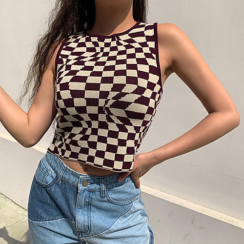 2021 plaid vest women's new european and american style woolen round neck top women's casual sleeveless t-shirt
2021 plaid vest women's new european and american style woolen round neck top women's casual sleeveless t-shirt