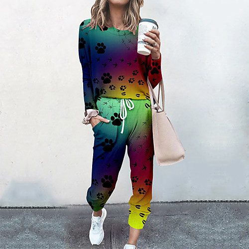Women's Basic Streetwear Animal Vacation Casual / Daily Two Piece Set Tracksuit T shirt Pant Loungewear Jogger Pants Drawstring Print Tops
Women's Basic Streetwear Animal Vacation Casual / Daily Two Piece Set Tracksuit T shirt Pant Loungewear Jogger Pants Drawstring Print Tops
