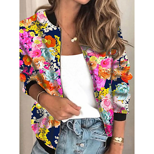 Women's Jacket Daily Fall Spring Regular Coat Regular Fit Casual Jacket Long Sleeve Floral Print Rainbow
Women's Jacket Daily Fall Spring Regular Coat Regular Fit Casual Jacket Long Sleeve Floral Print Rainbow